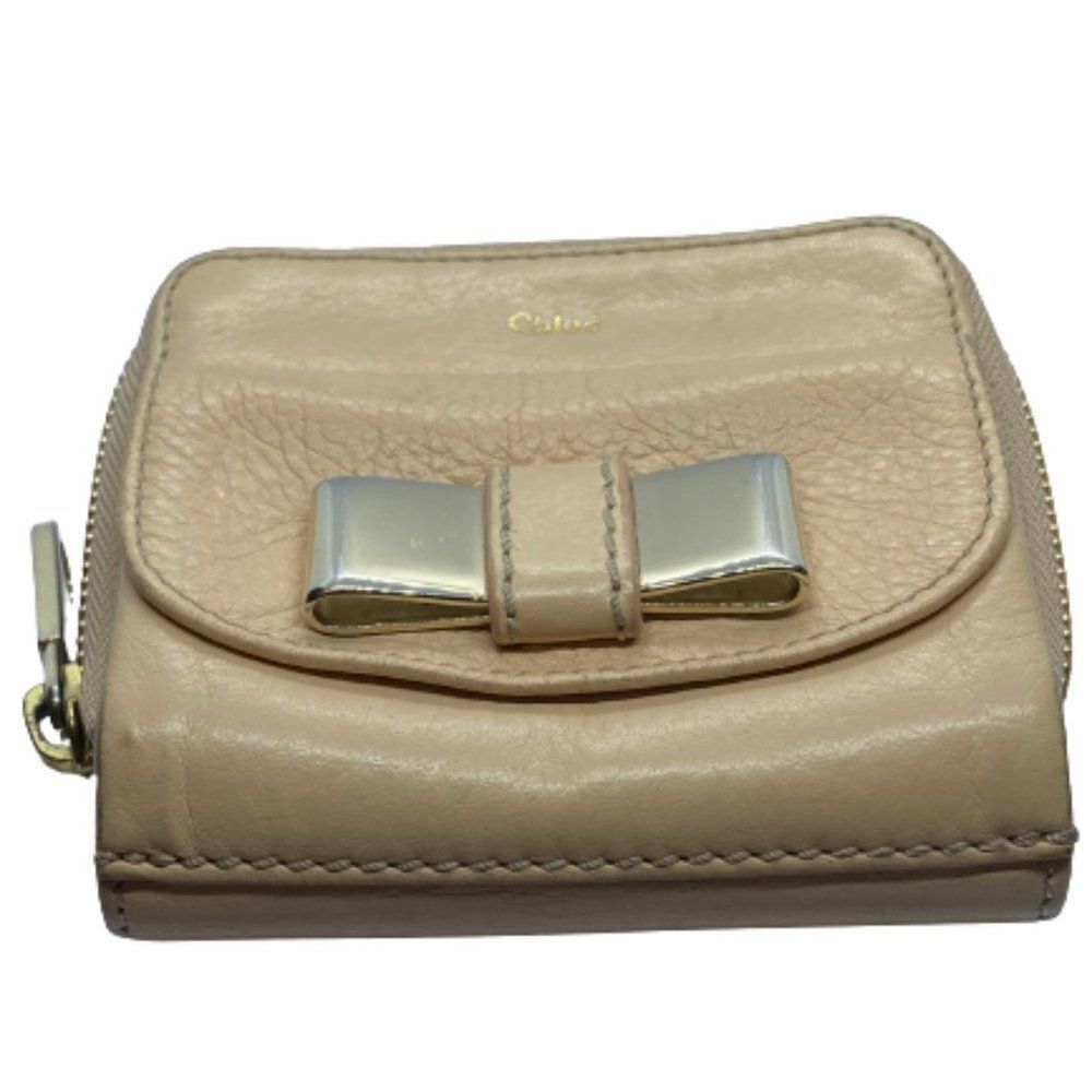 Chloe Beige Leather Small Designer Wallet w/ Box, Dust Bag & Authenticity Card